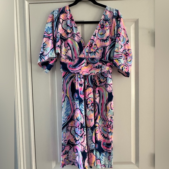 Lilly Pulitzer Parigi Dress SZ S Nauti Navy Boho Bateau - Picture 5 of 15